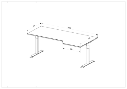 Massivholz Schreibtisch Eiche rustikal Natur geölt - elektrisch höhenverstellbar