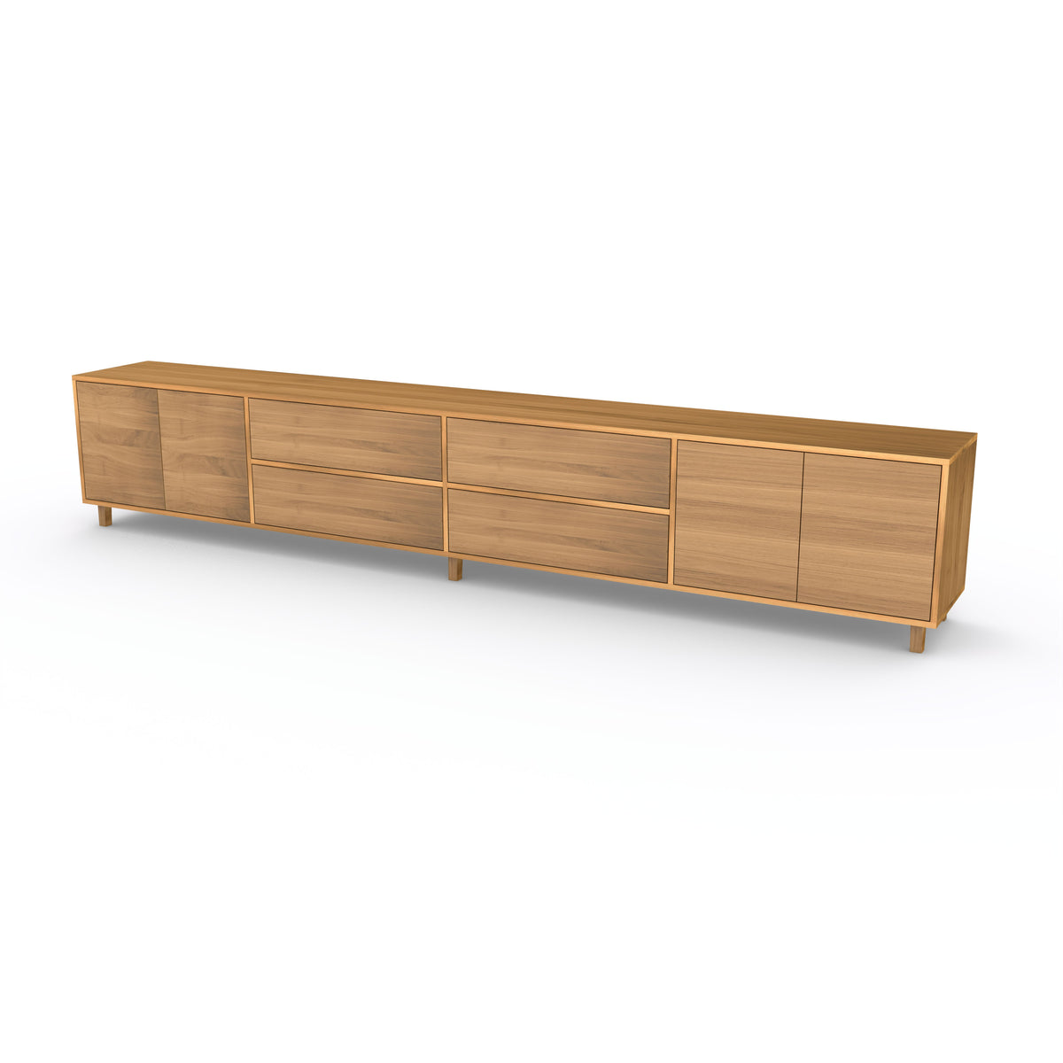Helles Eichen-Sideboard von Wildwuchs-Möbel, naturgeölt, 340 cm lang, modernes Design mit Schubladen und Türen