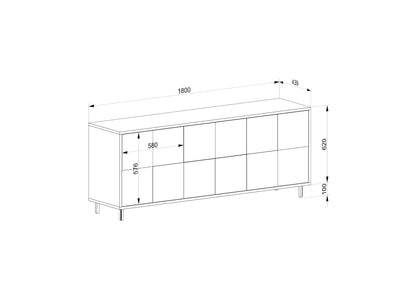 Rustikales Eichen-Sideboard "Mosaik" von Wildwuchs-Möbel, naturgeölt, 180cm breit, mit Mosaik-Design und stilvollem Holzfinish.