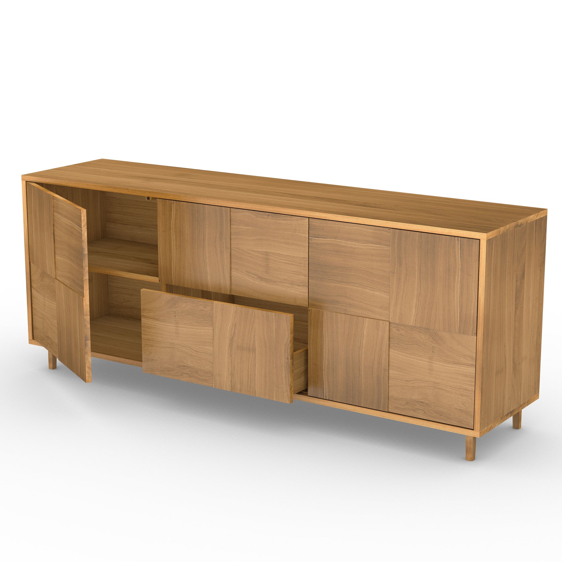 Massives Eiche Sideboard "Mosaik" von Wildwuchs-Möbel, natur geölt, 180cm breit, modernes Design, langlebiges Möbelstück