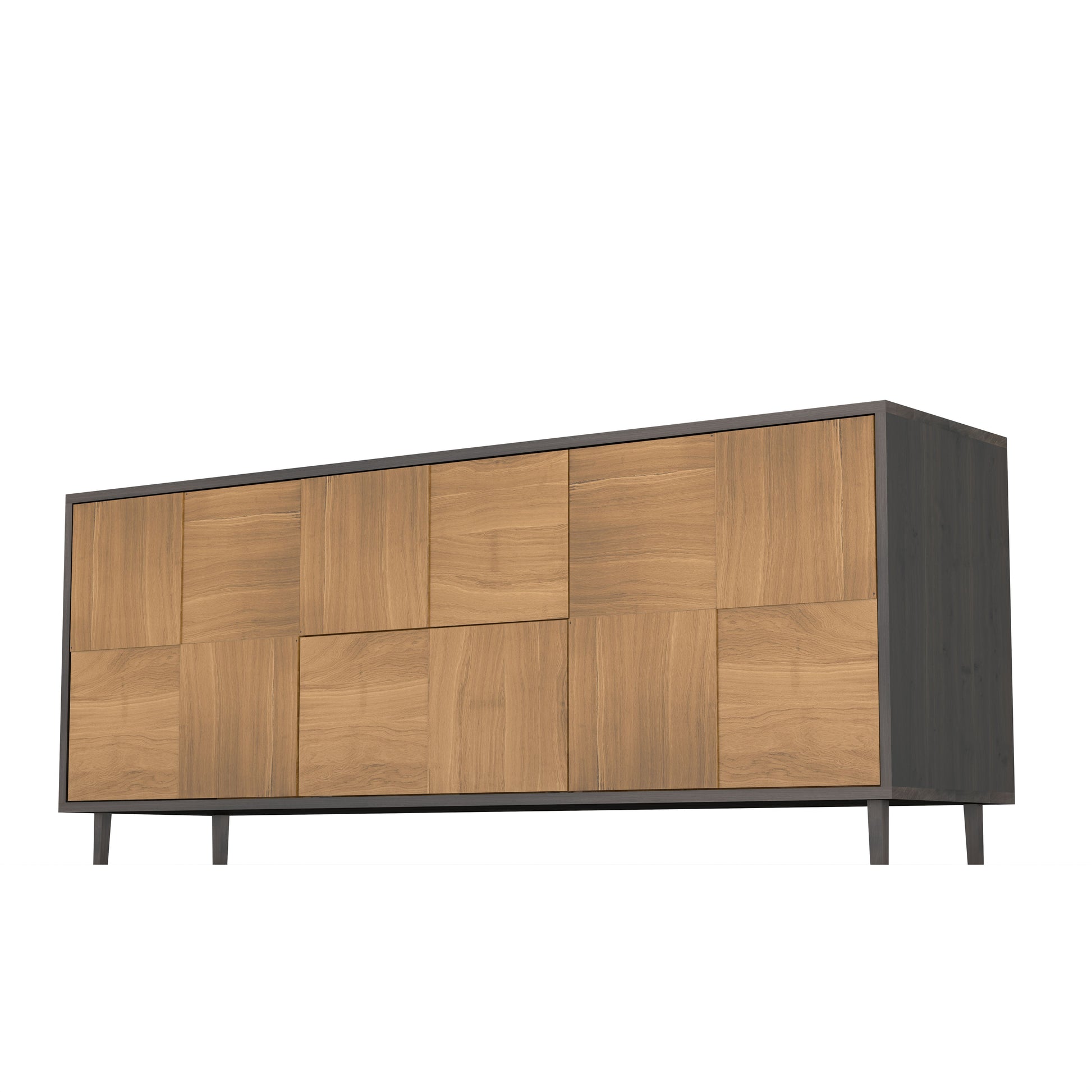 Sideboard "Mosaik" aus Eiche Premium in Natur und Schwarz geölt, 180cm breit, mit modernem Design und klaren Linien.