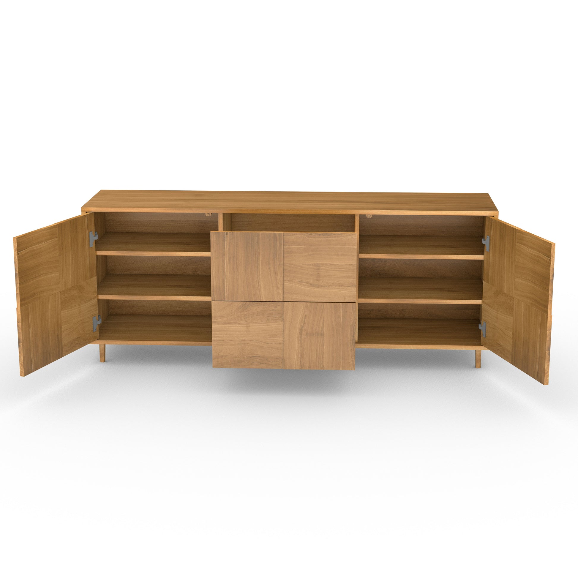 Eiche Sideboard "Mosaik" von Wildwuchs-Möbel, natur geölt, 180cm breit, offenes Design mit Tipon Baukasten.