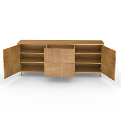 Eiche Sideboard "Mosaik" von Wildwuchs-Möbel, natur geölt, 180cm breit, offenes Design mit Tipon Baukasten.