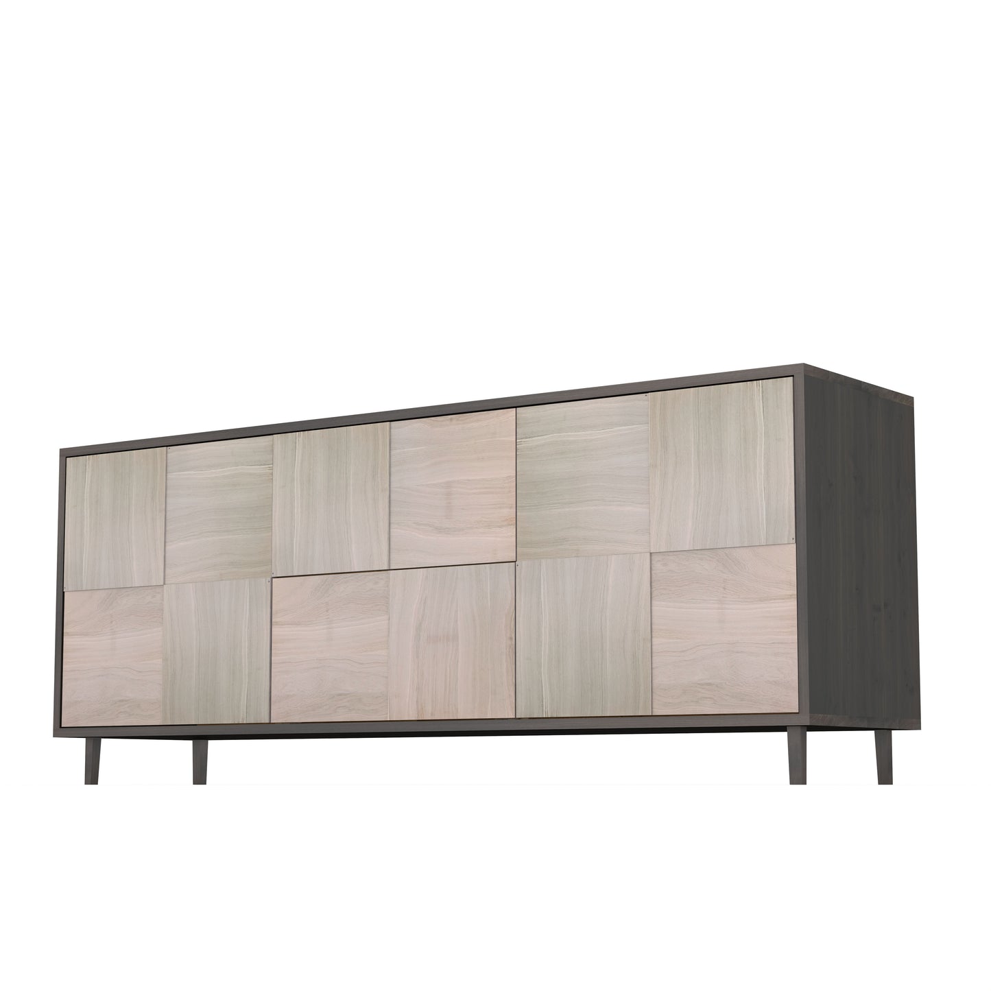 Eichen-Sideboard "Mosaik" von Wildwuchs-Möbel, 180cm, schwarz-weiß geölt, mit Mosaik-Design und modernem Stil