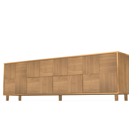 Eiche Sideboard "Mosaik" von Wildwuchs-Möbel mit Natur geöltem Finish, 240 cm lang, moderne Baukastenfront, stilvoller Stauraum