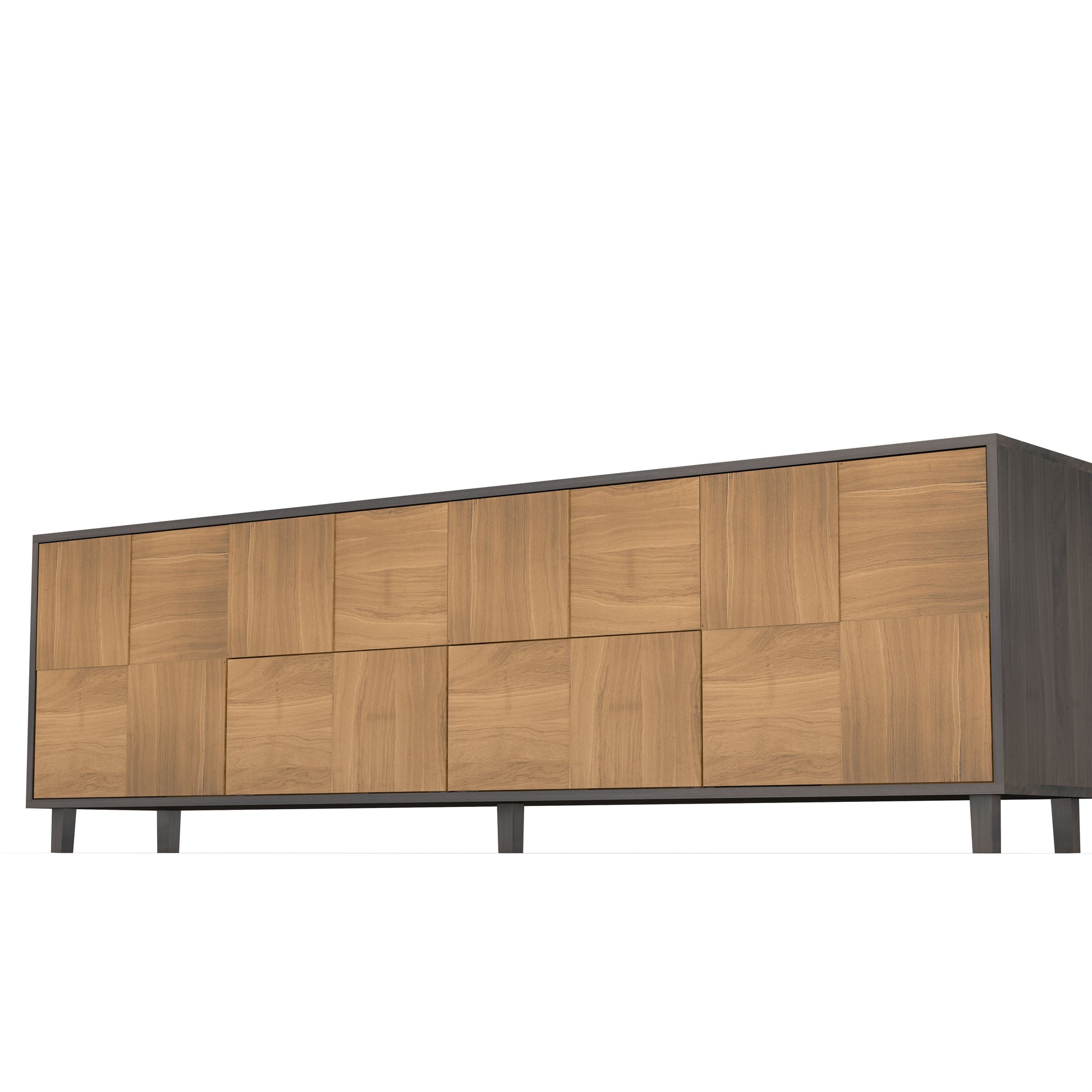 Moderner Sideboard "Mosaik" aus Eiche, natur und schwarz geölt, 240cm breit, mit Baukastenfront von Wildwuchs-Möbel.