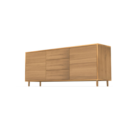 Sideboard "schmale Fuge" in premium oak, natural oiled finish, 180cm wide, showcasing clean lines and modern design.
