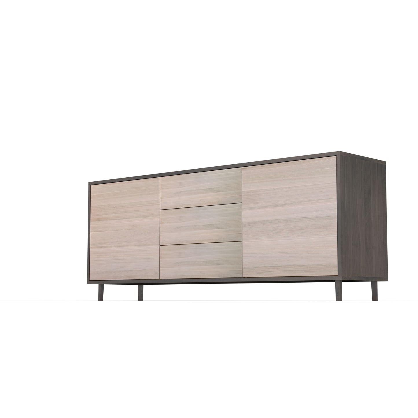 Sideboard "schmale Fuge" by Wildwuchs-Möbel in black and white, featuring a premium oak finish, 180cm wide.