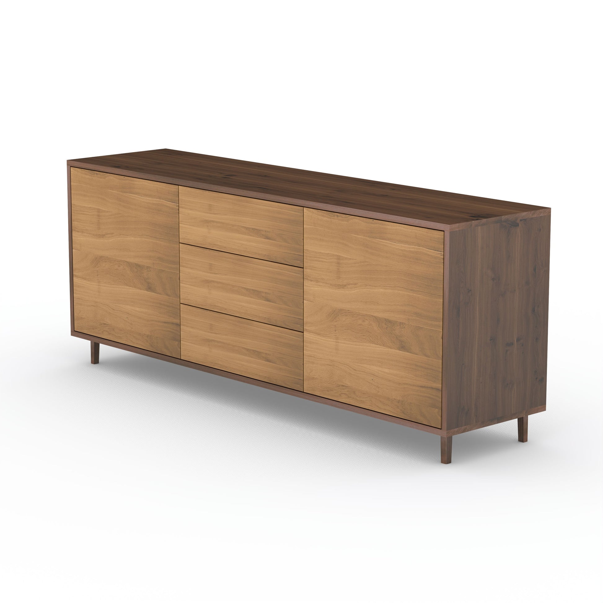 Premium brown and natural waxed oak sideboard by Wildwuchs-Möbel, 180cm long with sleek design and ample storage space.