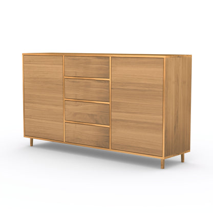 Natürlich geöltes Eiche Sideboard mit 4 Schubladen, 180cm breit, von Wildwuchs-Möbel, elegante Holzoberfläche