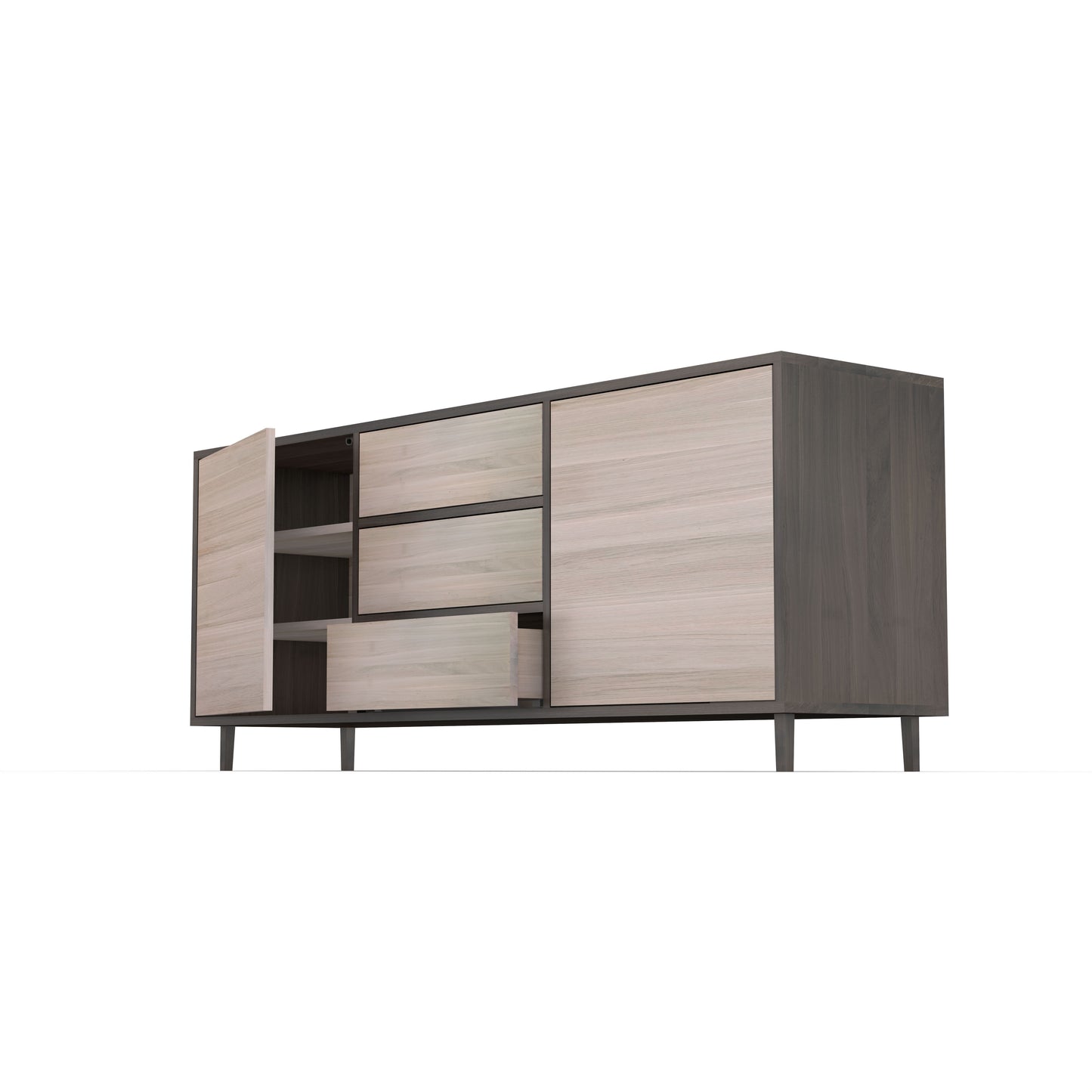 Sideboard Eiche Premium - Schwarz/Weiß gewachst 180cm