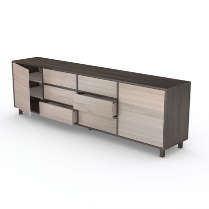 Schwarz-weiß geöltes Sideboard aus Eiche, 240 cm lang, mit modernem Design von Wildwuchs-Möbel