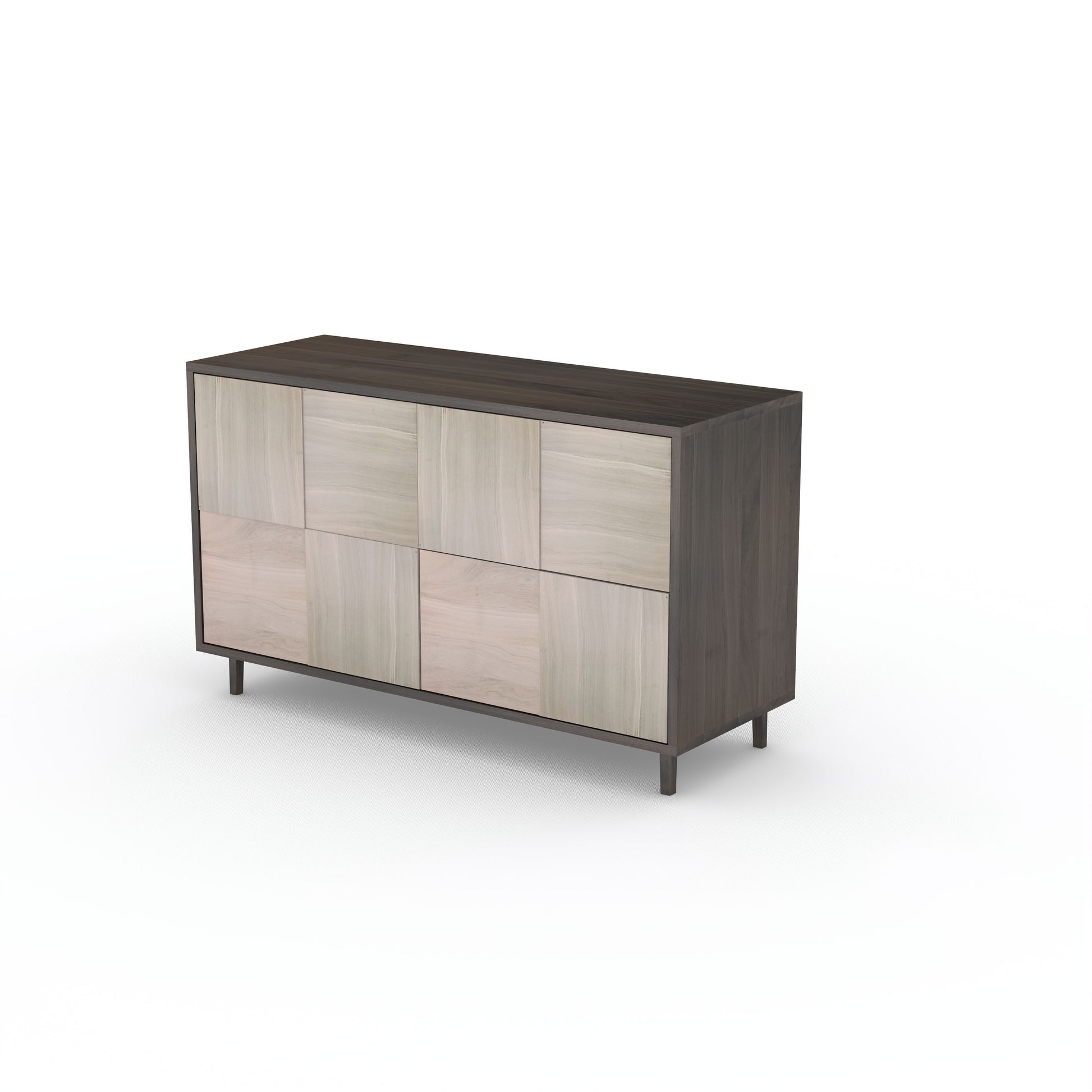 Großes schwarzes und weiß geöltes Sideboard "Mosaik" aus Eiche, 120 cm breit, mit moderner Baukastenfront von Wildwuchs-Möbel