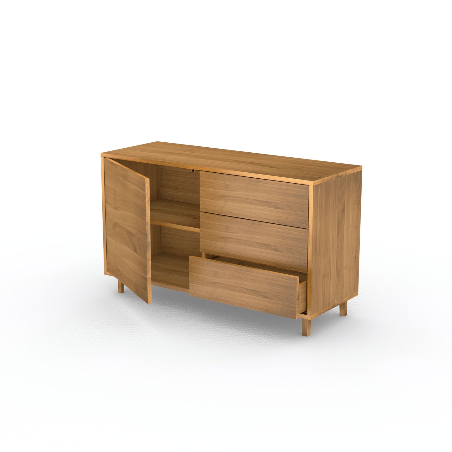 Schmales Eiche Sideboard "schmale Fuge" von Wildwuchs-Möbel, naturölbehandelt, mit 120 cm Länge und modernem Design.