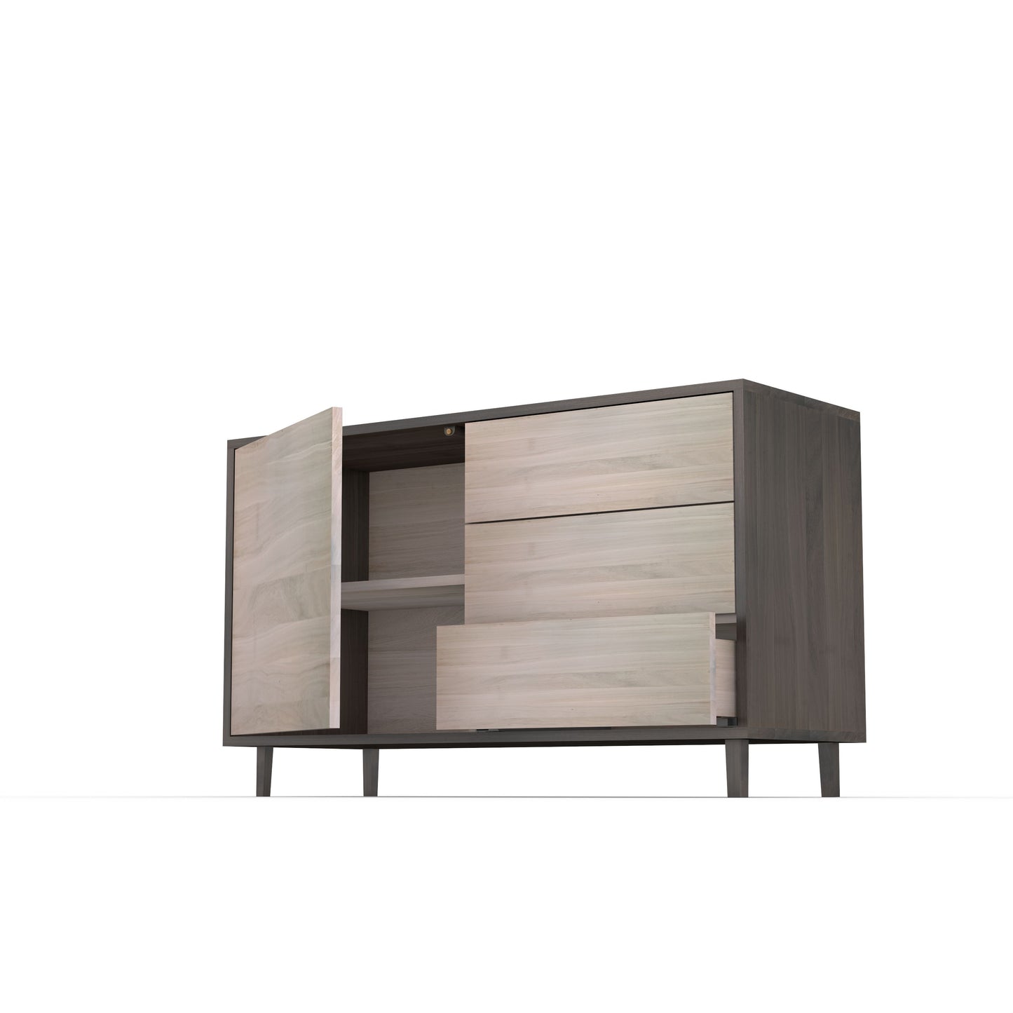 Schwarzes und weiß geöltes Sideboard "schmale Fuge" von Wildwuchs-Möbel, 120 cm breit, moderne Eiche Premium Optik