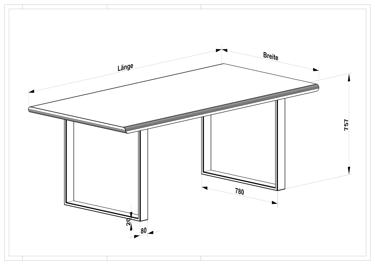 Esstisch Eiche Rustikal Natur gewachst- mit Fuß "U-Form