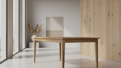 Esstisch Eiche Premium in Reinform Natur geölt - mit Fuß "schlankes Bein" aus Holz