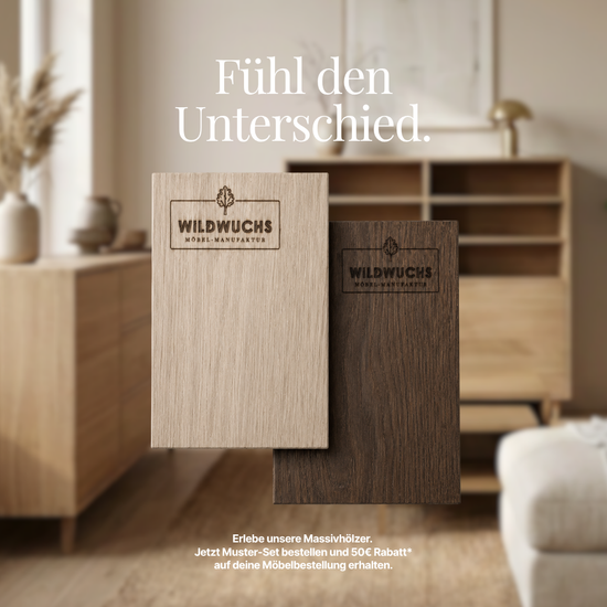 Holzmuster-Set Weiß/Braun von Wildwuchs Möbel mit verschiedenen Massivholz-Finishes zur Auswahl für Zuhause