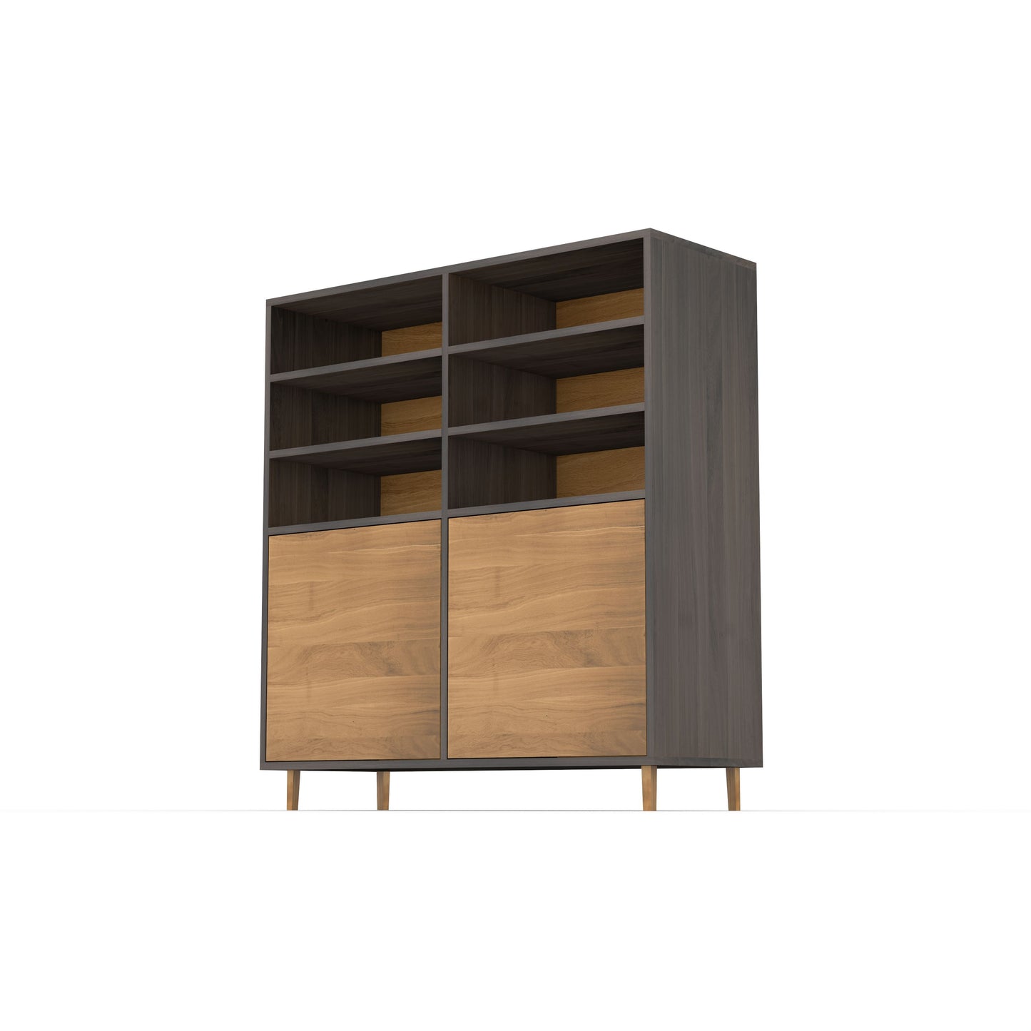 Highboard Eiche Premium - Natur/Schwarz gewachst 120cm