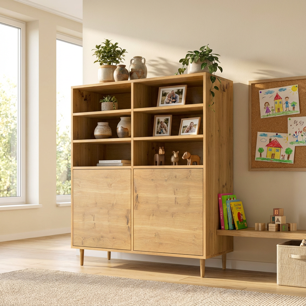 Highboard Eiche Rustikal - Natur gewachst 120cm