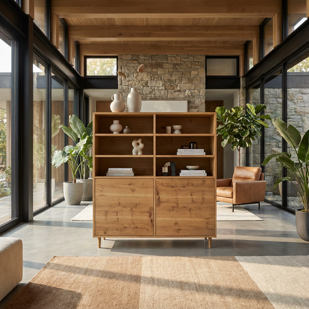 Highboard Eiche Rustikal - Natur gewachst 120cm