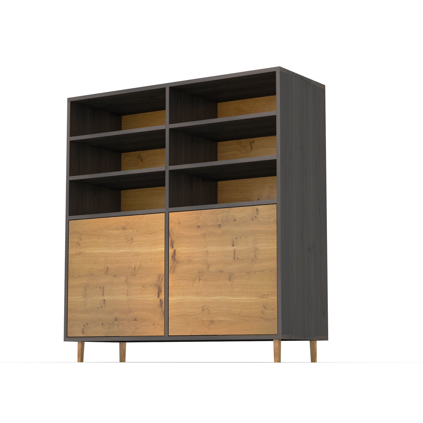 Highboard Eiche Rustikal - Natur/Schwarz gewachst 120cm