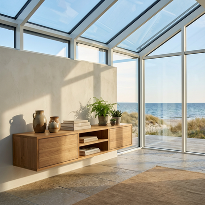 Lowboard Eiche Premium - Natur gewachst 150cm mit Wandaufhängung