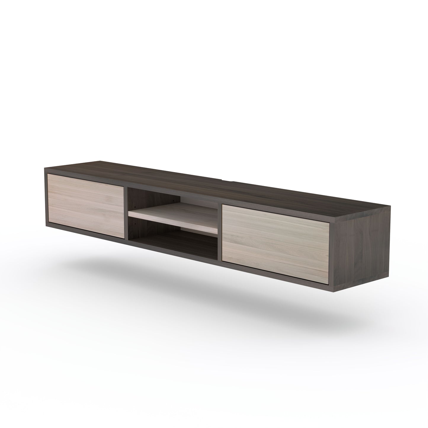 Lowboard Eiche Premium - Schwarz/Weiß gewachst 150cm mit Wandaufhängung