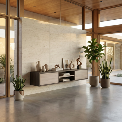 Lowboard Eiche Premium - Schwarz/Weiß gewachst 150cm mit Wandaufhängung