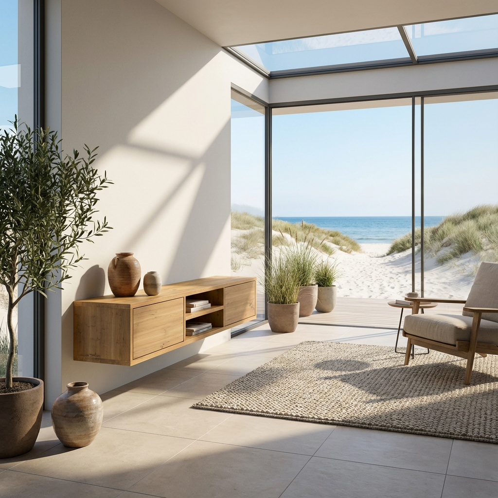 Lowboard Eiche Rustikal - Natur gewachst 150cm mit Wandaufhängung