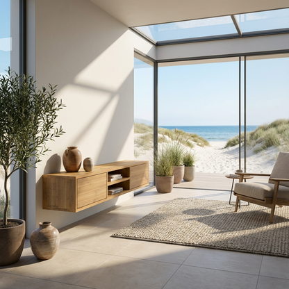 Lowboard Eiche Rustikal - Natur gewachst 150cm mit Wandaufhängung