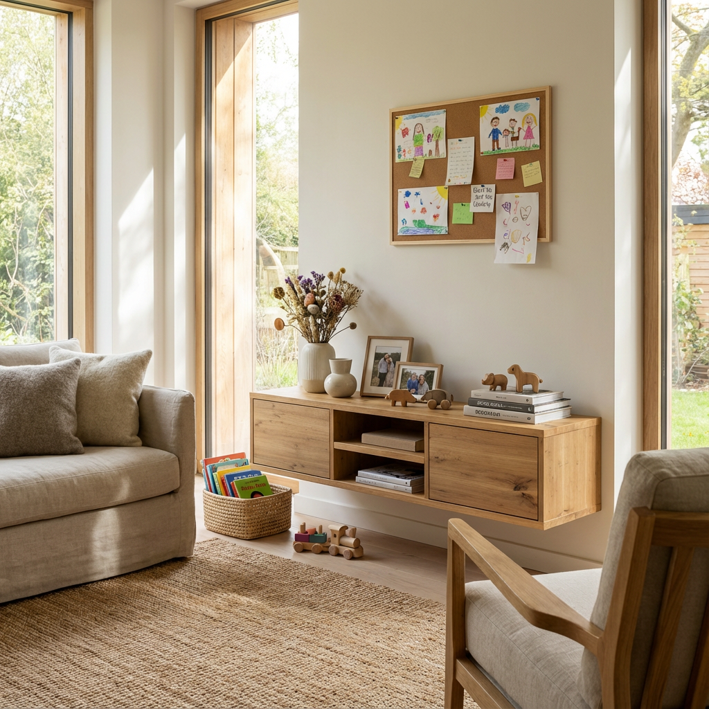 Lowboard Eiche Rustikal - Natur gewachst 150cm mit Wandaufhängung