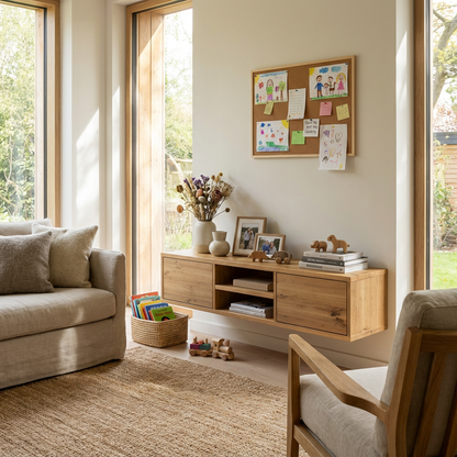 Lowboard Eiche Rustikal - Natur gewachst 150cm mit Wandaufhängung