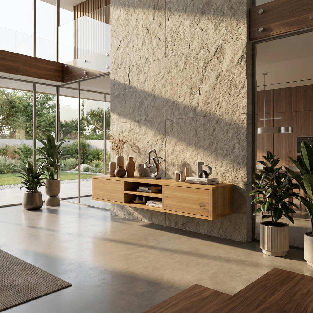 Lowboard Eiche Rustikal - Natur gewachst 150cm mit Wandaufhängung