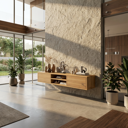 Lowboard Eiche Rustikal - Natur gewachst 150cm mit Wandaufhängung