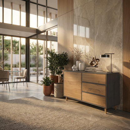 Sideboard Eiche Premium - Natur/Schwarz gewachst 120cm