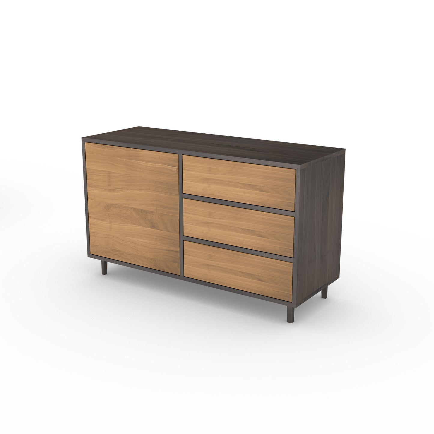 Sideboard Eiche Premium - Natur/Schwarz gewachst 120cm