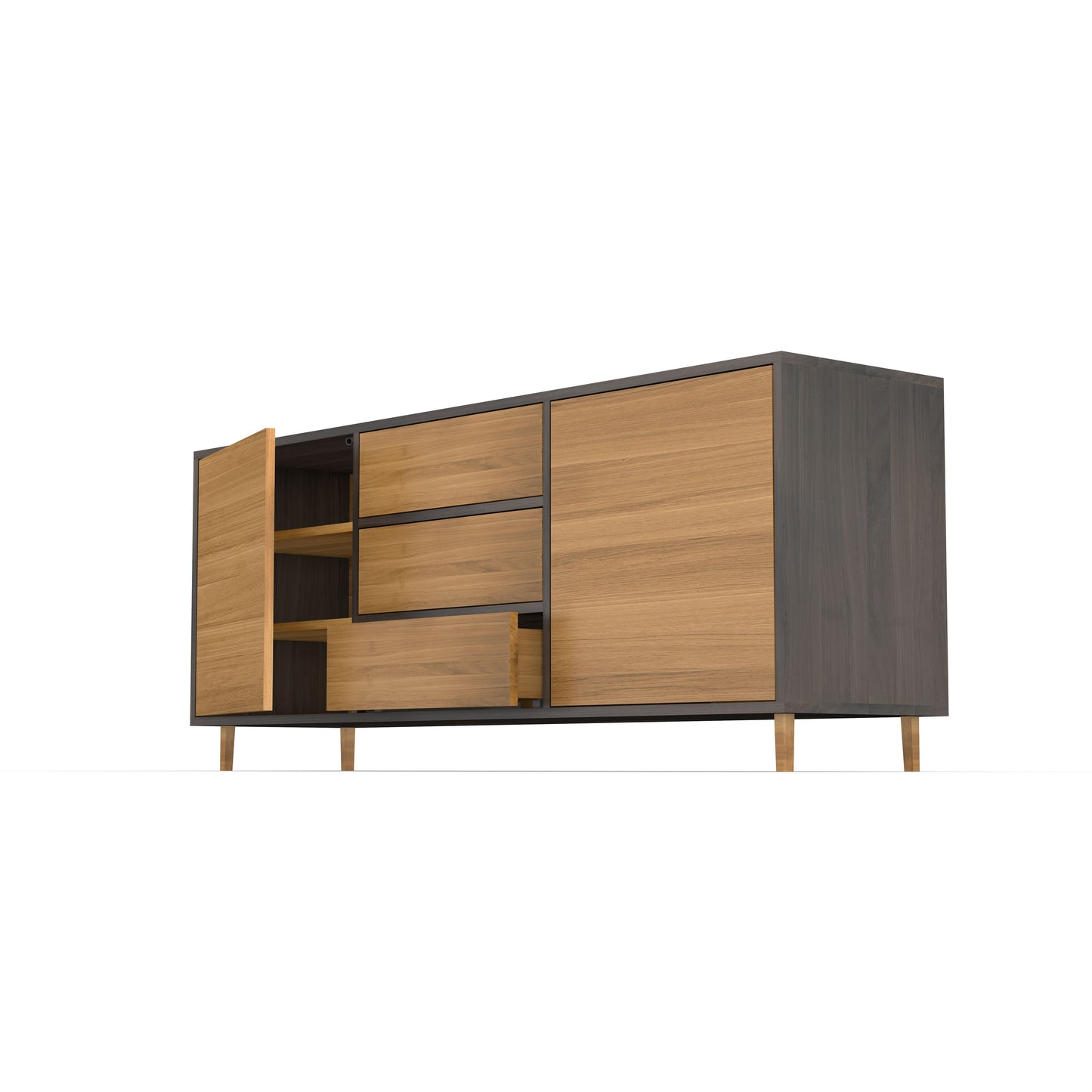 Sideboard Eiche Premium - Natur/Schwarz gewachst 180cm