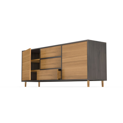 Sideboard Eiche Premium - Natur/Schwarz gewachst 180cm
