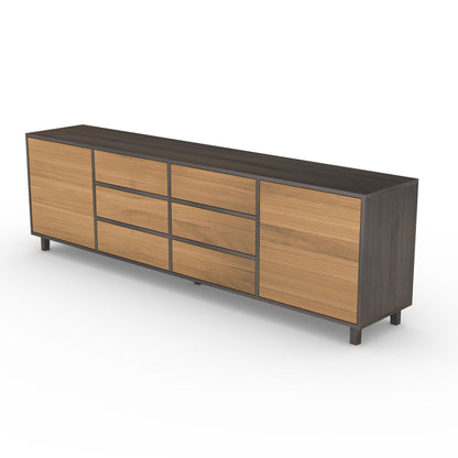 Sideboard Eiche Premium - Natur/Schwarz gewachst 240cm