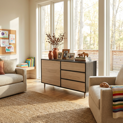 Sideboard Eiche Premium - Schwarz/Weiß gewachst 120cm