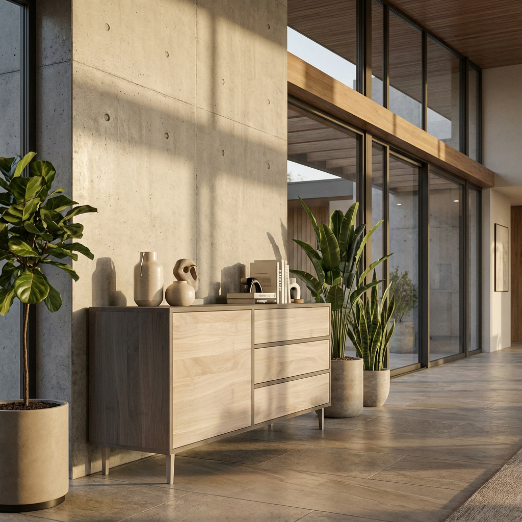 Sideboard Eiche Premium - Schwarz/Weiß gewachst 120cm