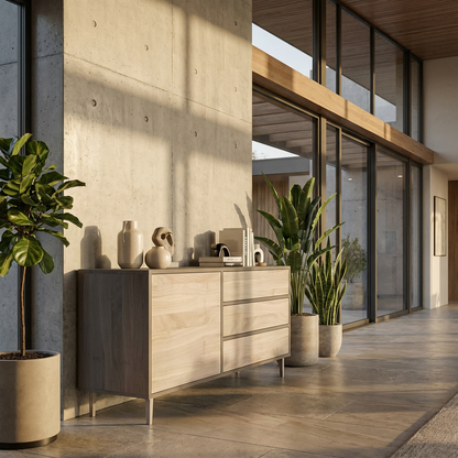 Sideboard Eiche Premium - Schwarz/Weiß gewachst 120cm