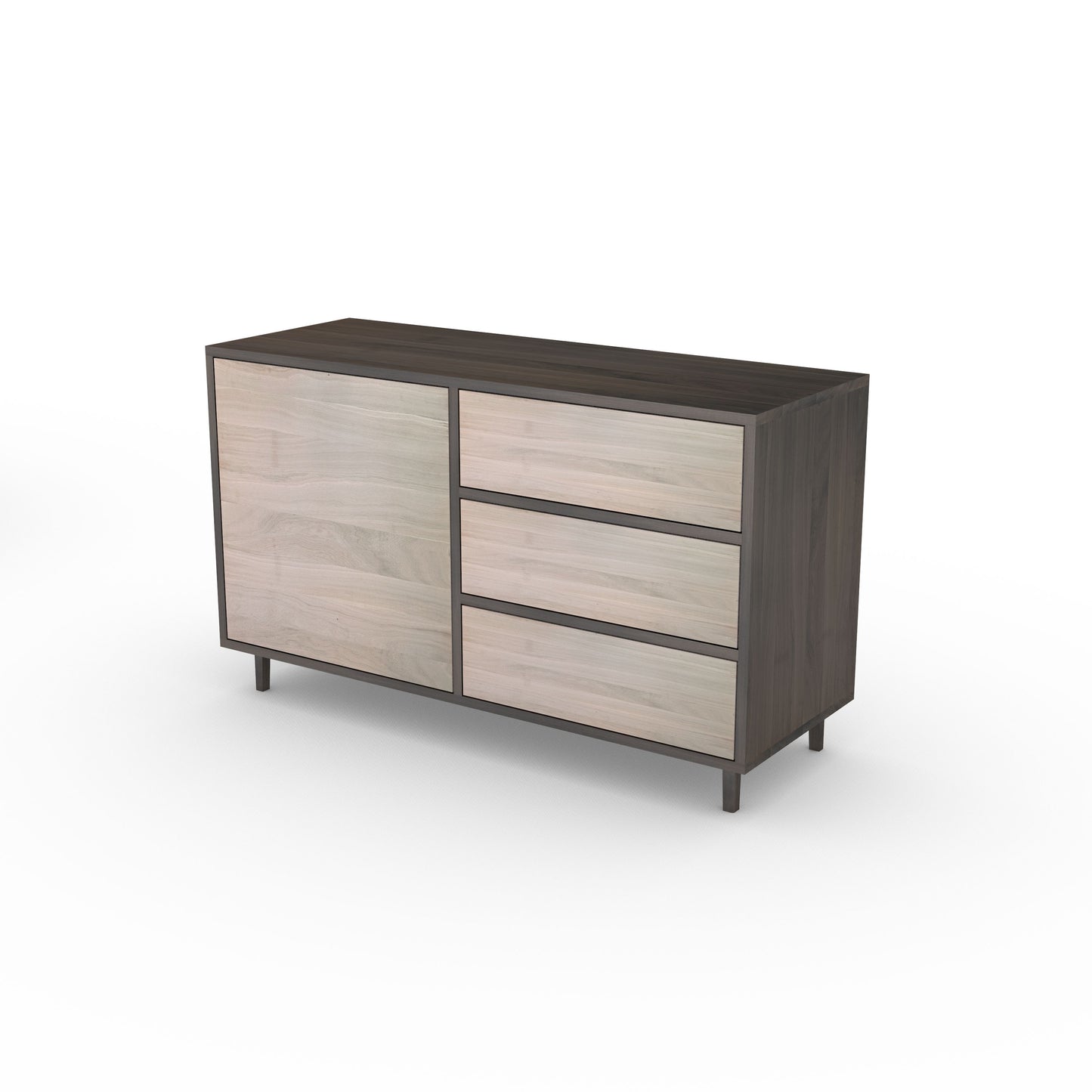 Sideboard Eiche Premium - Schwarz/Weiß gewachst 120cm