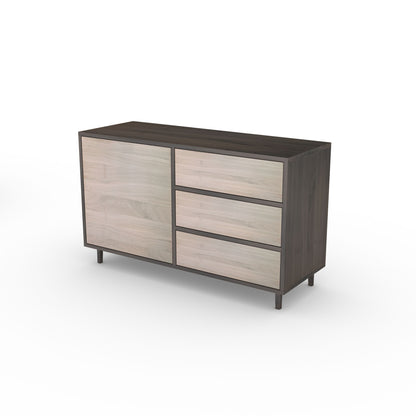 Sideboard Eiche Premium - Schwarz/Weiß gewachst 120cm