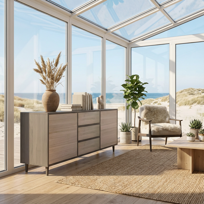 Sideboard Eiche Premium - Schwarz/Weiß gewachst 180cm