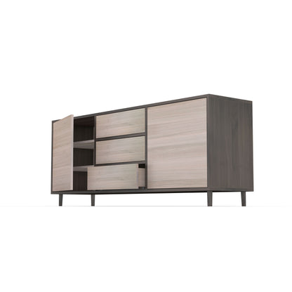 Sideboard Eiche Premium - Schwarz/Weiß gewachst 180cm