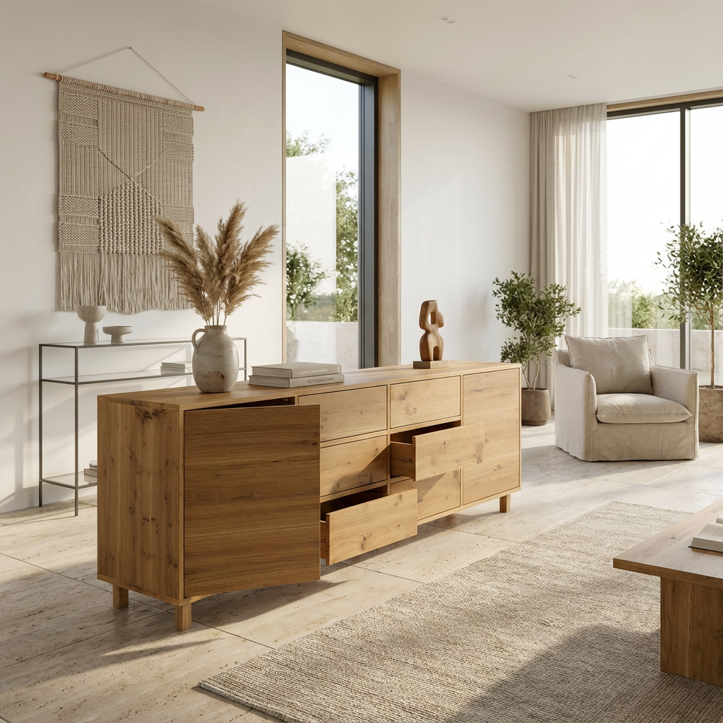 Sideboard Eiche Rustikal - Natur gewachst 240cm