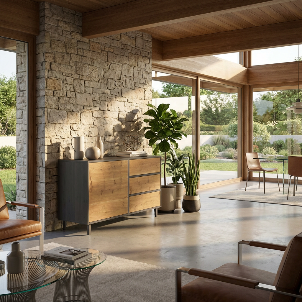 Sideboard Eiche Rustikal - Natur/Schwarz gewachst 120cm