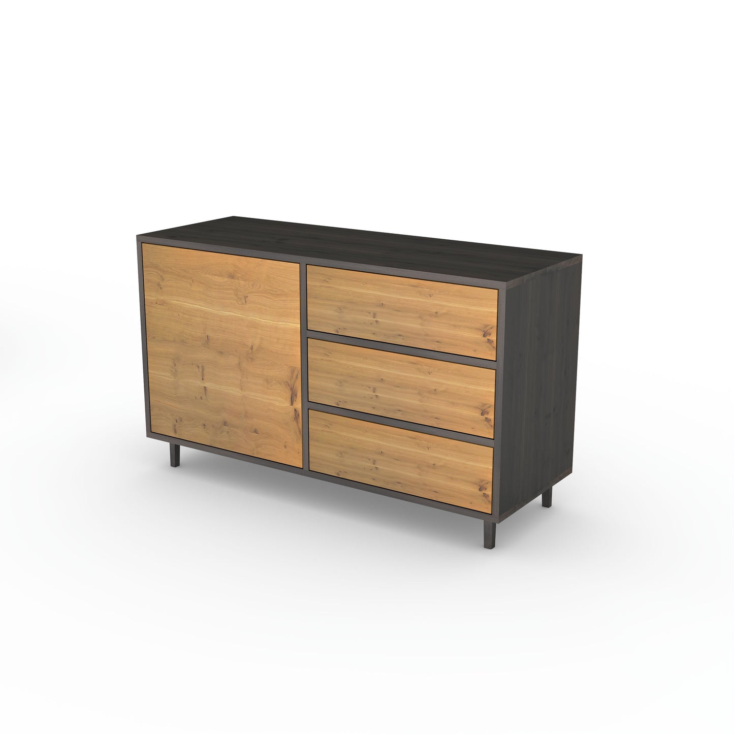 Sideboard Eiche Rustikal - Natur/Schwarz gewachst 120cm